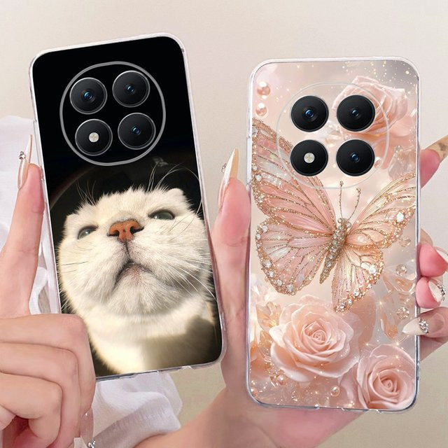Silikon TPU Handyhülle mit Blumen, Schmetterlingen und Katzen für Xiaomi Redmi Note 15 Pro und Redmi Note 15 Pro Plus 5G, Multicolor - Bild 1
