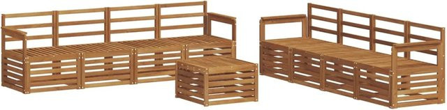vidaXL Sofagarnitur aus Massivholz Akazie in Natur Braun, 9-teiliges Set mit Tisch und Sitzgelegenheiten im Latten-Design - Bild 1