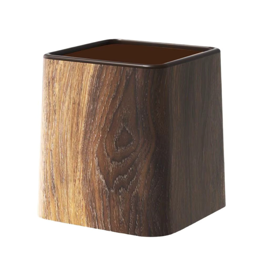 Retro Schreibtisch-Mülleimer mit Deckel aus Holz in Braun, B/T/H: 15,3 x 14,7 x 15,3 cm - Bild 3