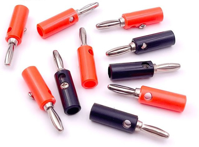 10 Stück Bananenstecker Silber 4mm Audio Lautsprecher Stecker als Kabel Adapter Terminal - Bild 1