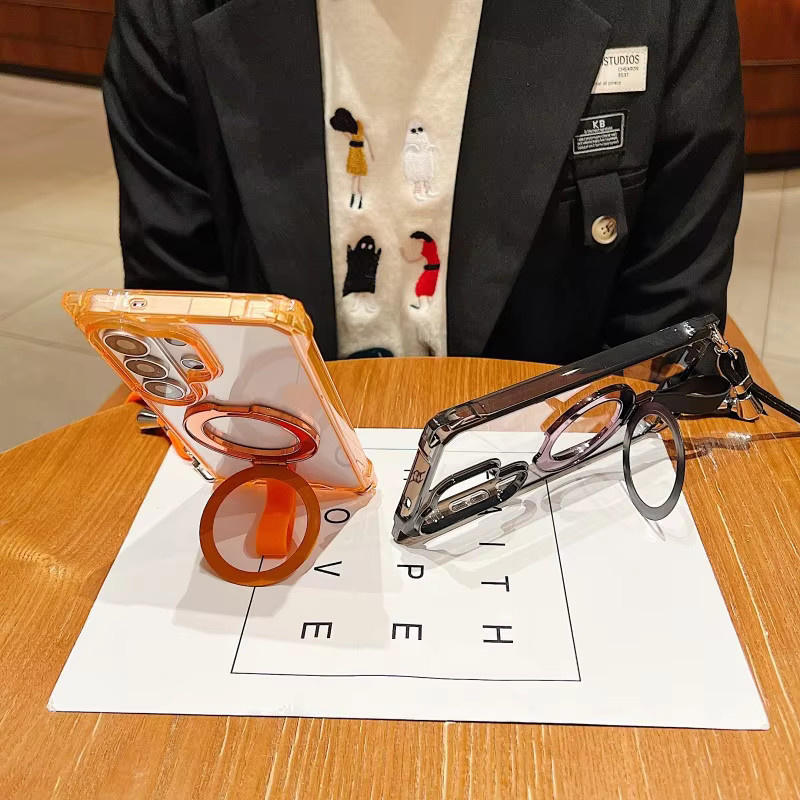 Stoßfeste Magnetische Ringständer-Hülle für Samsung Galaxy mit Crossbody-Tragegurt in Schwarz - Bild 4