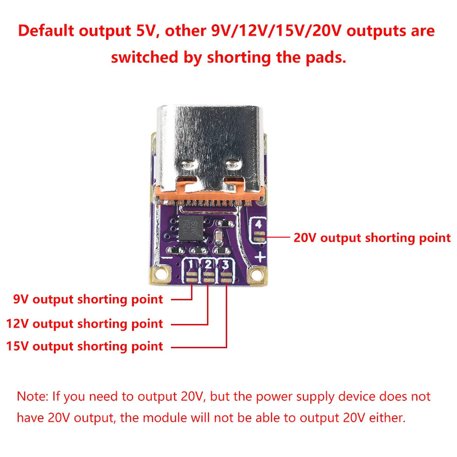 Aideepen PD zu DC Schnelllademodul mit Typ-C-Schnittstelle, unterstützt PD 3.0 / PD 3.1 / QC 3.0, DC 5V bis 48V - Bild 2