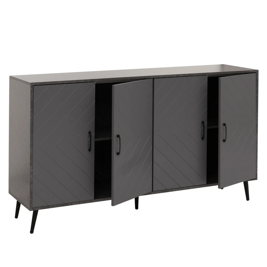 MCW Sideboard N89 in Grau mit Fischgrätenmuster und Marmor-Optik, B/H/T: 150 x 88 x 40 cm - Bild 3