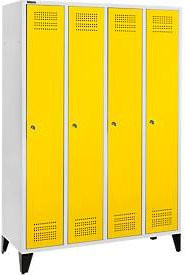 Schäfer Shop Genius Kleiderspind mit Füßen, 4 Abteile, Zylinderschloss, rapsgelb, Abteilbreite: 300 mm - Bild 1