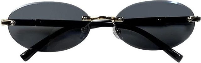 Sonnenbrille, randlos, oval, Metall, schwarz, Unisex - Bild 1