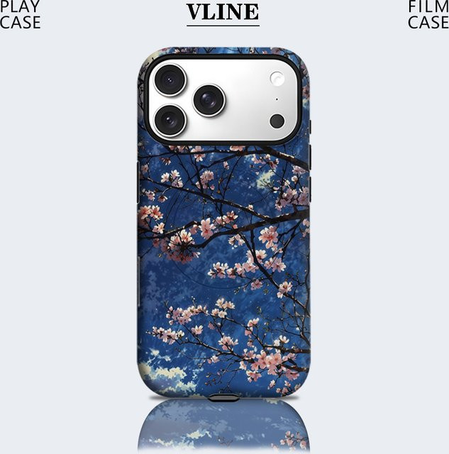 Robuste Kirschblüten Handyhülle für Apple iPhone 17 16 15 14 13 Pro Max Plus mit Magnetfunktion und Doppel-Schicht-Schutz - Bild 1
