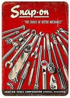 UOAIUDT Vintage Tools Metallschild als Retro-Plakette zur Wanddekoration in Rot, B/H: 20 x 14 cm - Bild 1
