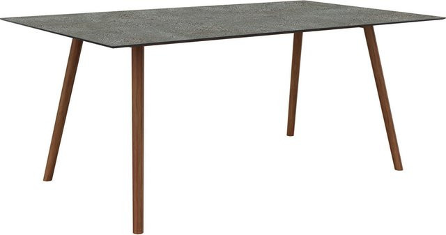 Stern Interno Esstisch mit Teak Tischplatte und konischen Beinen in Silverstar 2.0 Flint, B/T: 180 x 100 cm - Bild 1