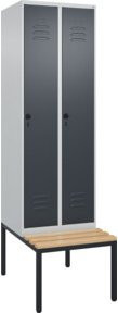C+P Spind Classic PLUS Garderobenschrank mit Sitzbank, 2 Abteile, Grau, B/T/H: 212,0 x 60,0 x 81,5 cm - Bild 1