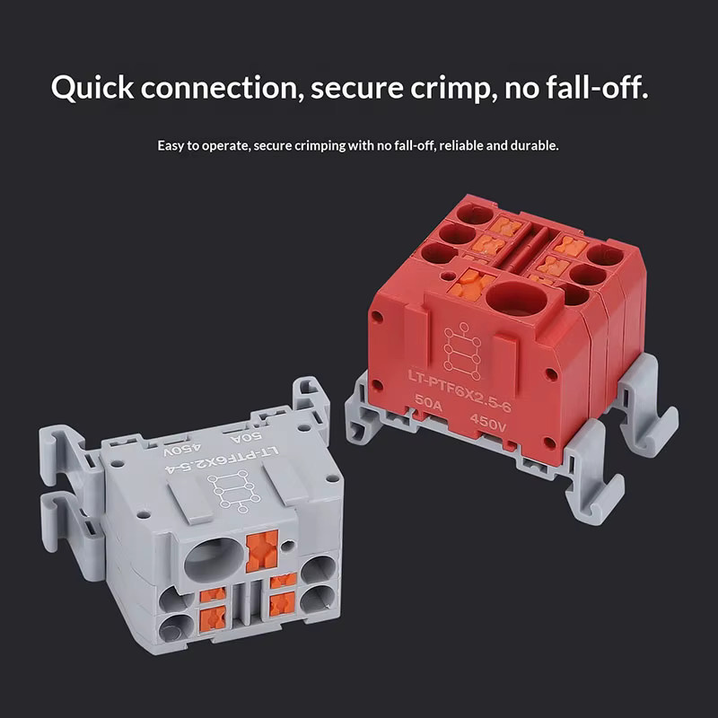Steckbare Klemmleiste PTF6X2.5mm Ein-Eingang Mehrfach-Ausgang Splicer Spleißbare Kabelverbinder DIN-Schienen-Anschlussdose Elektrische Verbindung Orange - Bild 2
