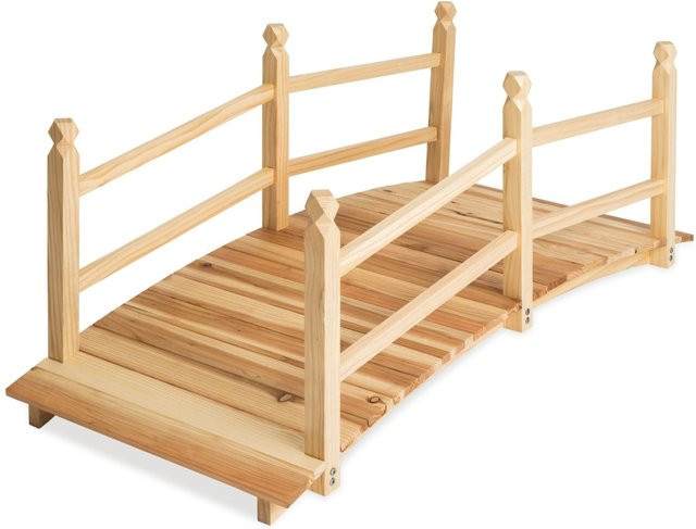 tectake Gartenbrücke Cantara aus Holz mit Geländer in Braun B/T/H: 137 x 58 x 58 cm - Bild 1