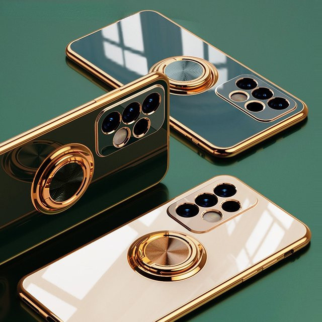 Luxus Handyhülle mit Metallring für Samsung Galaxy S25 Ultra S24 FE Plus A55 A35 A25 A15 A05 A06 A16 A36 in Blau und Grau - Bild 1