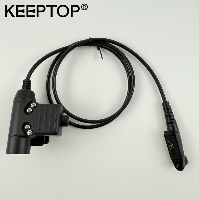KEEPTOP Taktischer U94 PTT 7.1 Kabelstecker Headset-Adapter für Motorola Walkie Talkie, Schwarz, 3.5 mm Klinke - Bild 1