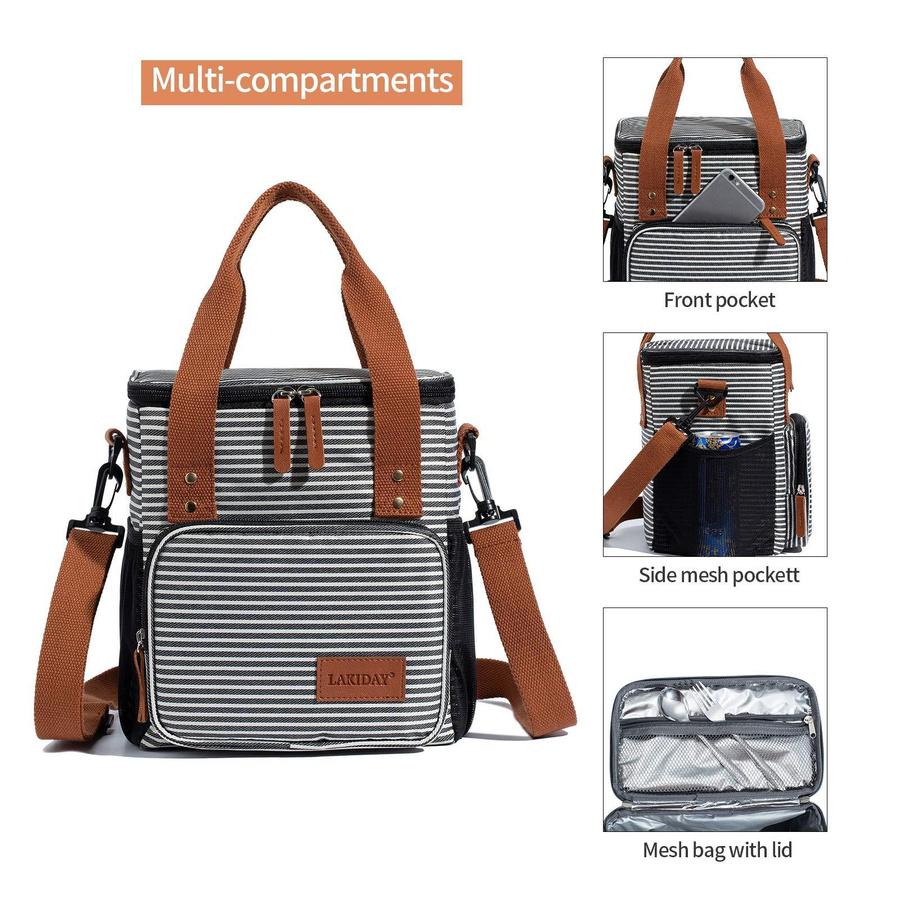 Isolierte Lunchtasche von The Bags Family als große Picknick-Kühltasche in Dunkelgrau mit verstellbarem Schultergurt - Bild 4