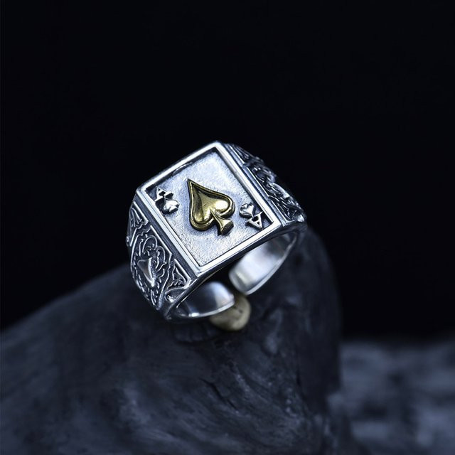 LENNIK Pik Ass Ring, Silber, Unisex - Bild 1