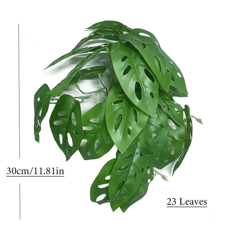 Künstliche hängende Reben von Kmitang in Grün mit Monstera-Blättern und Rattan-Elementen, Höhe: 76 cm - Bild 5
