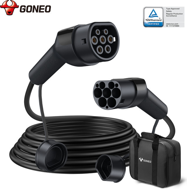 GONEO Typ 2 EV-Ladekabel für EV/PHEV Hybrid, 22KW/11KW/7.2KW, IP54 Wasserdicht, Schwarz - Bild 1