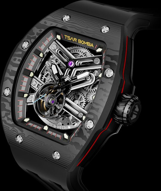 TSAR BOMBA Armbanduhr, Skelett-Automatikuhr, Edelstahl, Schwarz, Herren - Bild 1