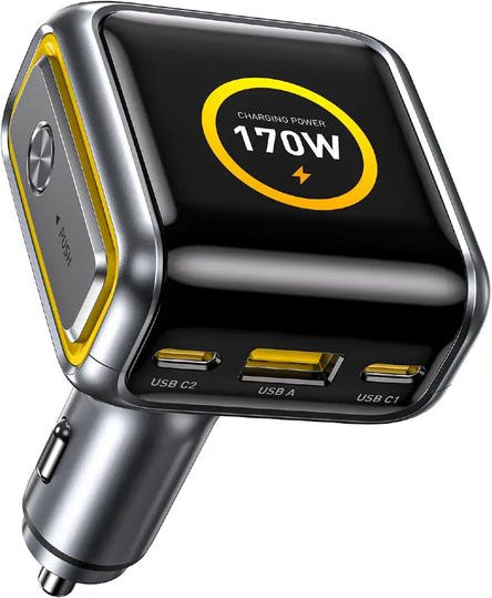AOHI Schnellladegerät für das Auto mit 170W PD GAN+ Technologie, 3 Ports und LED Display, Schwarz - Bild 1