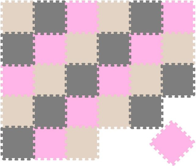 LittleTom Baby & Kinder Puzzlematte 27 Teile Grau Beige Pink B/T: 30 x 30 cm - Bild 1