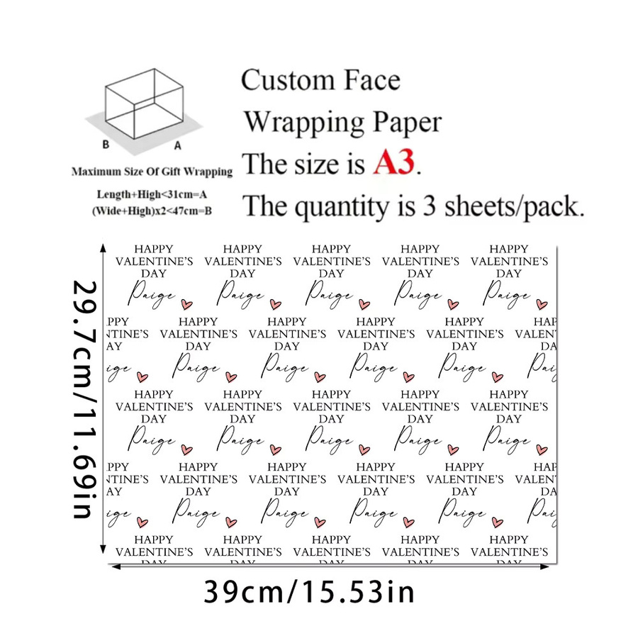 Personalisiertes Geschenkpapier WEIGAO mit Valentinstag-Design in Weiß - Bild 4