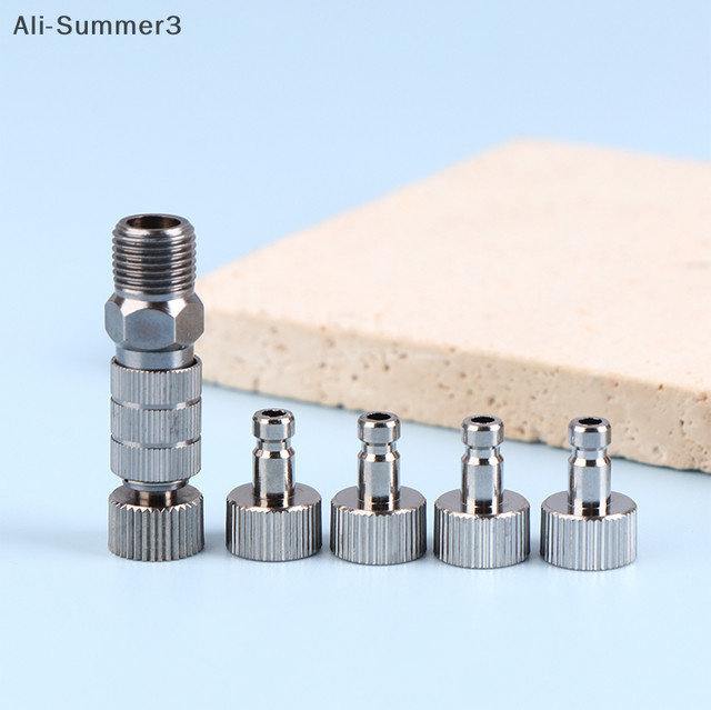 Airbrush-Schnellkupplung als Adapter mit 5-Stecker-Anschluss für 1/8 Zoll Schläuche in Silber - Bild 1