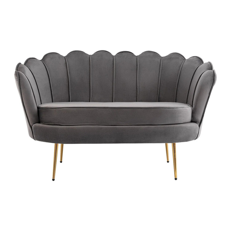Muschelsofa Dandelion von Pascal Morabito in Anthrazitgrau mit Samtbezug, Breite: 124 cm - Bild 2