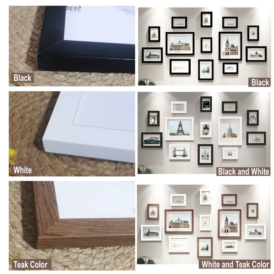 13-teiliges Bilderrahmen-Set aus Holz von VCC in Schwarz-Weiß für die Wanddekoration - Bild 3