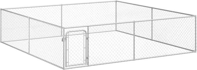 vidaXL Outdoor-Hundezwinger aus verzinktem Stahl in Silber, B/T/H: 4 x 4 x 1 m - Bild 1