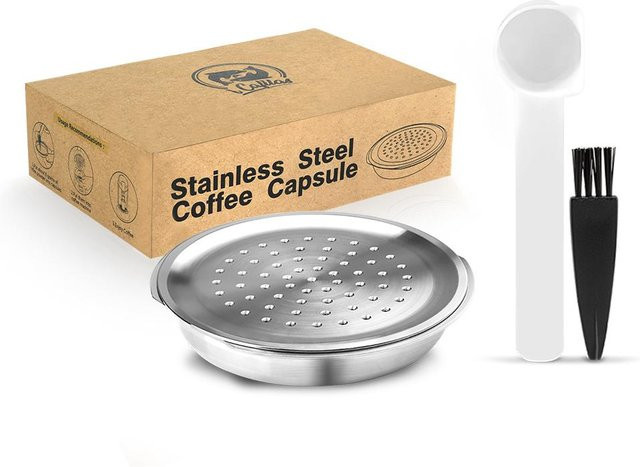 Wiederverwendbare Edelstahl Kaffeekapseln für Philips Senseo Maschinen in Beige und Silber - Bild 1