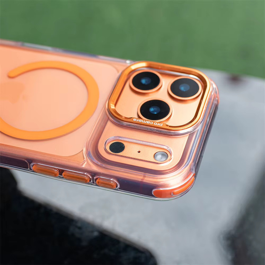 Xeber Magnetische Riemen-Magnethülle für iPhone 16, 15, 14, 13, 12, 11 Pro Max Plus mit Magsafe, transparente Umhängetasche mit Umhängeband in Gold - Bild 3