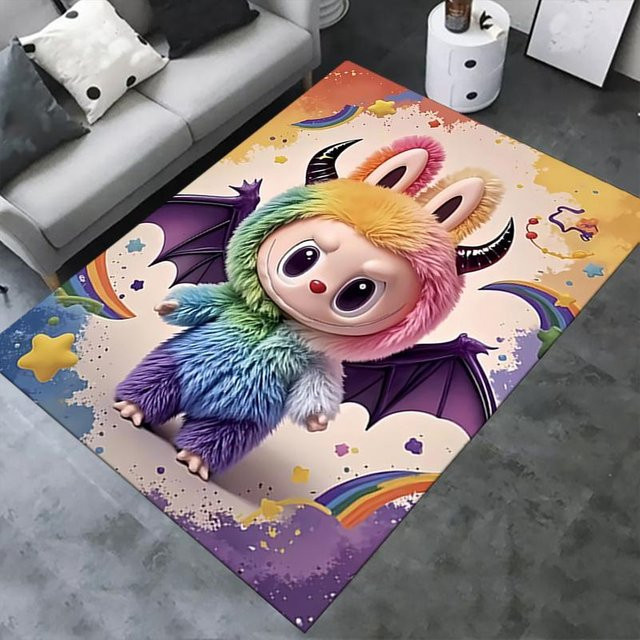 Yun Home Labubu Büroteppich Erzengel, weicher Polyester-Eingangsteppich rutschfest und waschbar, B/T: 120 x 100 cm, Multicolour - Bild 1
