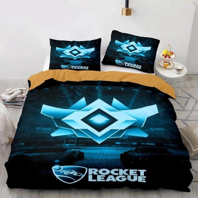 Bettwäsche Set Rocket 3D Druck von Binchi Outdoor Product in Blau mit Bettbezug und Kissenbezug für Kinder und Erwachsene, B/H: 133 x 70 cm - Bild 1