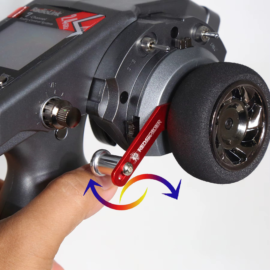 RadioLink Metall Sender Lenkrad Trigger Einhandsteuerung Adapter für RC6GS und RC4GS V2 Fernbedienung in Rot - Bild 3