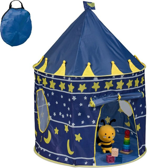 Relaxdays Spielzelt Mond und Sterne Blau Gelb Weiß - Bild 1