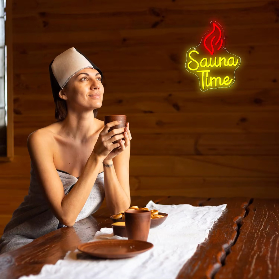 Sauna Time Dimmbares LED-Neonlicht Multicolor zur Wandmontage für Wellnessraum und Spa, B/H: 33,0 x 26,0 cm - Bild 2