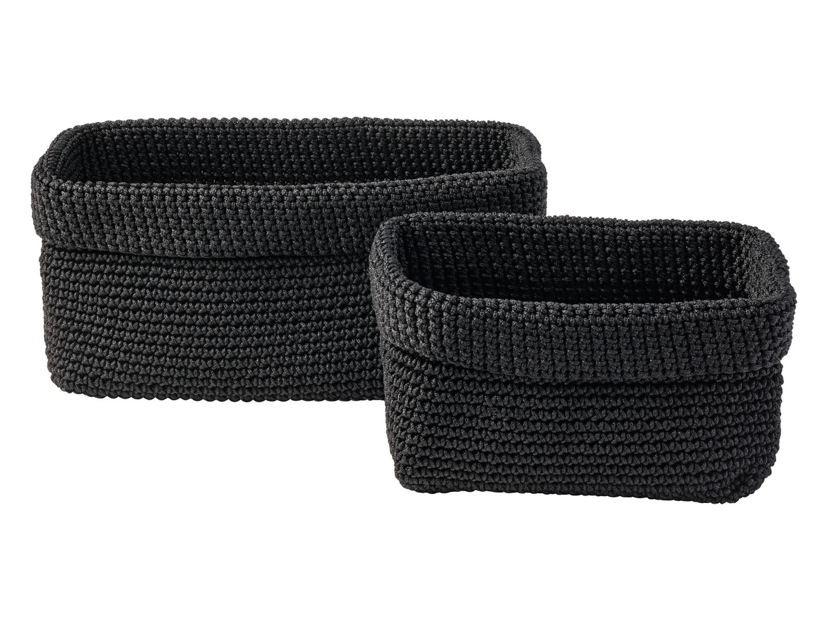W5 Aufbewahrungskorb-Set Hänge-Organizer aus Kunststoff und Stoff, Schwarz, 2er-Set, B/T/H: 30,0 x 18,0 x 14,0 cm - Bild 3