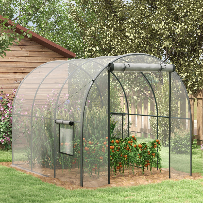 Outsunny Garten-Tunnelgewächshaus mit verstärktem Rohrrahmen und transparentem Material, B: 3,0 m, T: 2,0 m, H: 2,0 m - Bild 2