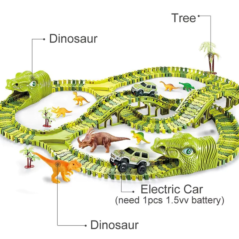 YunDuo BaBy Dinosaurier-Rennschienen, Schienenauto-Spielzeug, Kunststoff, Bunt / Mehrfarbig - Bild 3
