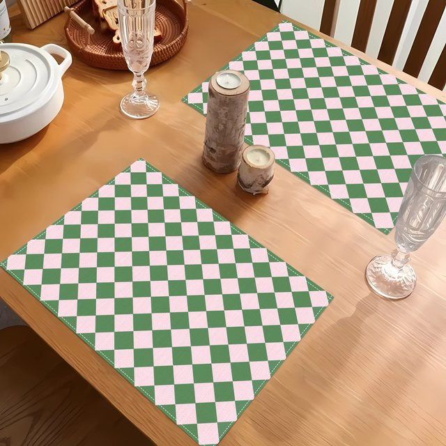 VIKAMA Tischsets im koreanischen Stil mit Karomuster, schmutzabweisende Küchenuntersetzer in modernem Design - Bild 1