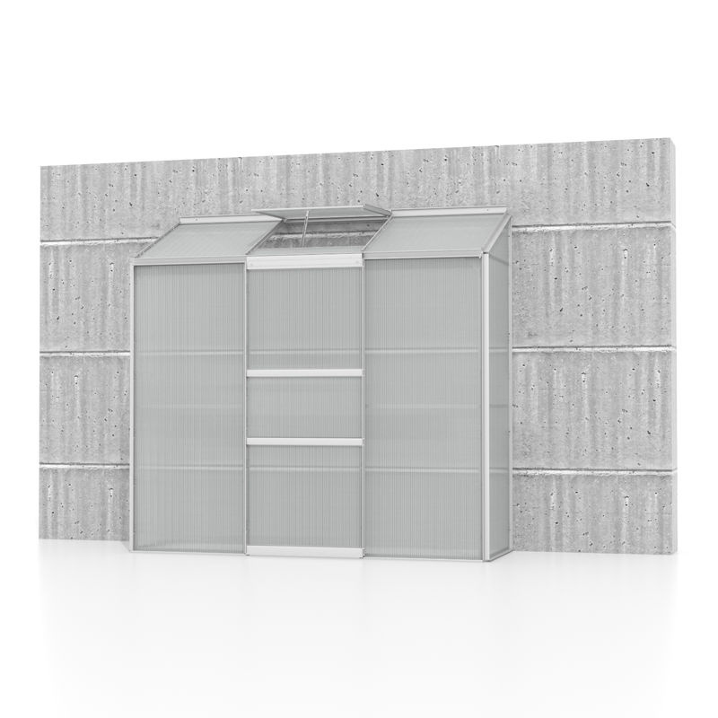 Vitavia Anlehn-Gewächshaus Ida 1300 aus Aluminium Eloxiert mit 1,3 m² Fläche und 4 mm Polycarbonat-Verglasung in Silber - Bild 2