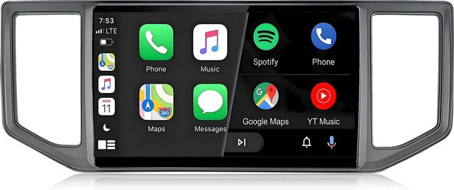 Junsun Autoradio mit 10 Zoll Display für VW Crafter 2017 bis 2021, 6 GB RAM, 128 GB Speicher, DAB+, FM, Bluetooth, WLAN, GPS, Schwarz - Bild 1