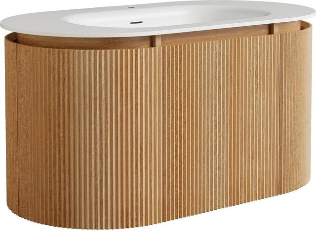 Vente-unique Einzelwaschtisch Liliko in Naturfarben Hell, Wandmontage, Breite: 90 cm - Bild 1
