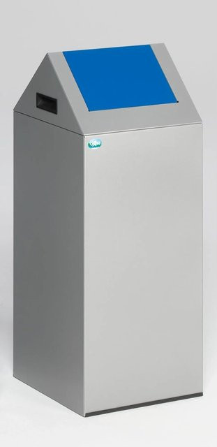 PROREGAL Selbstlöschender Wertstoffsammler Spitz mit Einwurfklappe aus verzinktem Stahl in Silber-Blau, H x B x T: 80 x 32 x 32 cm - Bild 1