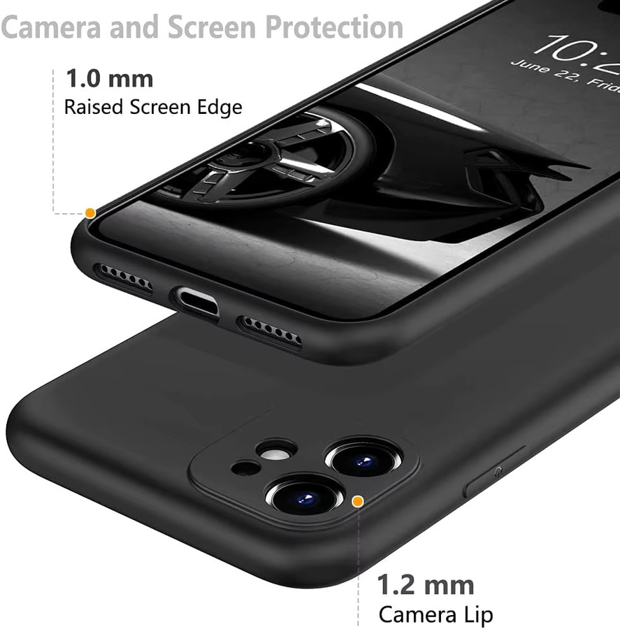 Stoßfeste Silikon-TPU Schutzhülle von bolimei für iPhone 15 14 13 12 Pro Max und weitere Modelle, Schwarz, mit Objektivschutz - Bild 6