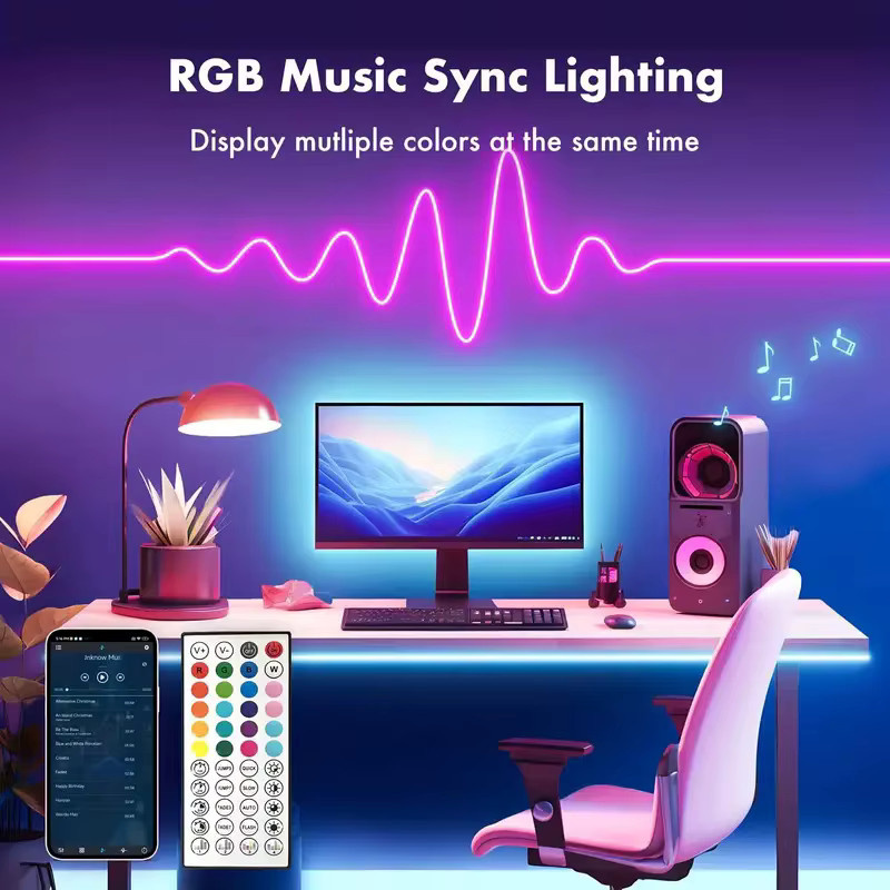 KcoiiFun RGB Neon LED-Streifen mit Bluetooth Musik-Sync, DC24V 3535 Wasserdichtes Neon-Seil-Licht für Innen- und Außendekoration mit EU-Stecker - Bild 4