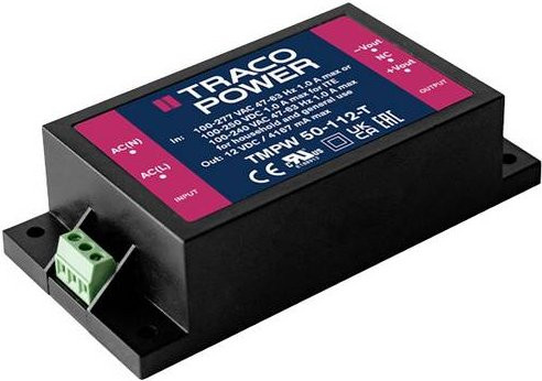 TracoPower TMPW 50-124-T AC/DC-Printnetzteil, 24 V/DC, 2.1 A, 50 W, Schwarz - Bild 1