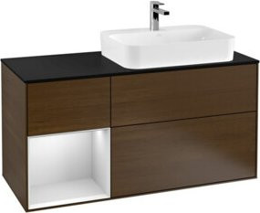 V&B Waschtischunterschrank Finion in Weiß lackiert mit Walnuss, Breite: 120 cm, Tiefe: 50,1 cm, Höhe: 50,1 cm - Bild 1