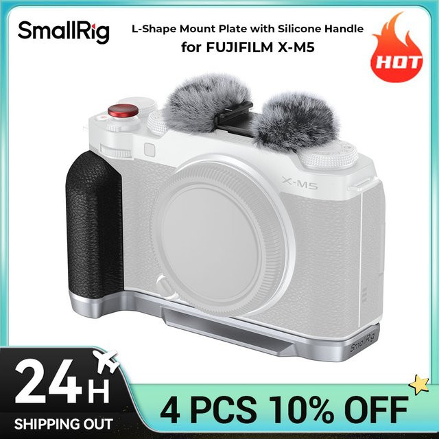 SmallRig L-förmige Montageplatte mit Silikongriff für FUJIFILM X-M5 in Schwarz und Silber - Bild 1