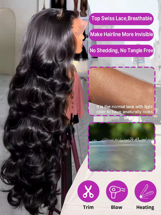 HJ WEAVE BEAUTY Body Wave Lace Front Perücke, 100% Echthaar, Damen - Bild 2